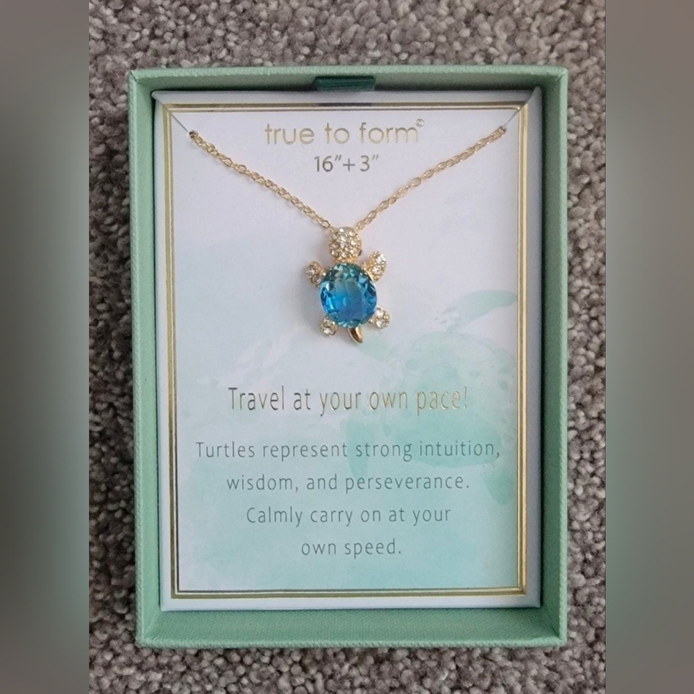 True To Form Sterling Silver Turtle Necklace, Green Turtle Necklace